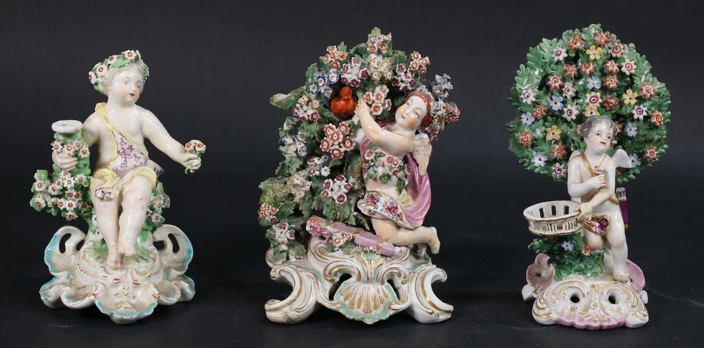 3 CHELSEA STYLE PORCELAIN CUPID