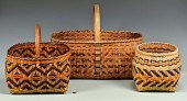 3 CHEROKEE RIVERCANE BASKETS,