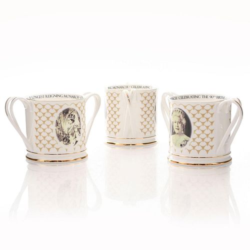 3 CHINA LOVING CUPS OF QUEEN