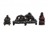 3 CHINESE AMBER CARVED BUDDHA