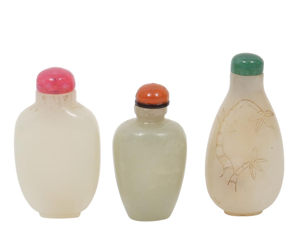 3 CHINESE ANTIQUE JADE SNUFF