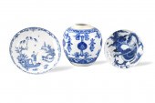 3 CHINESE BLUE AND WHITE JAR &