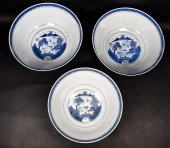 3 CHINESE BLUE & WHITE PORCELA