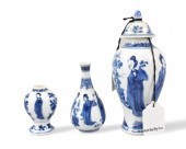 3 CHINESE BLUE & WHITE VASES &