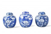 3 CHINESE BLUE & WHITE PRUNUS