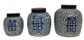 (3) CHINESE BLUE & WHITE DOUBL