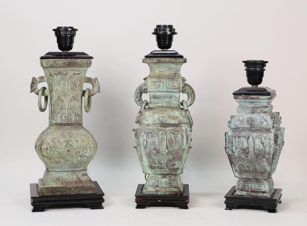 3 CHINESE BRONZE ARCHAIC STYLE