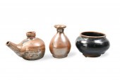 3 CHINESE BROWN/BLACK GLAZED J