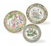 3 CHINESE CANTON GLAZED PLATES