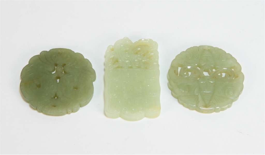 3 CHINESE CARVED CELADON