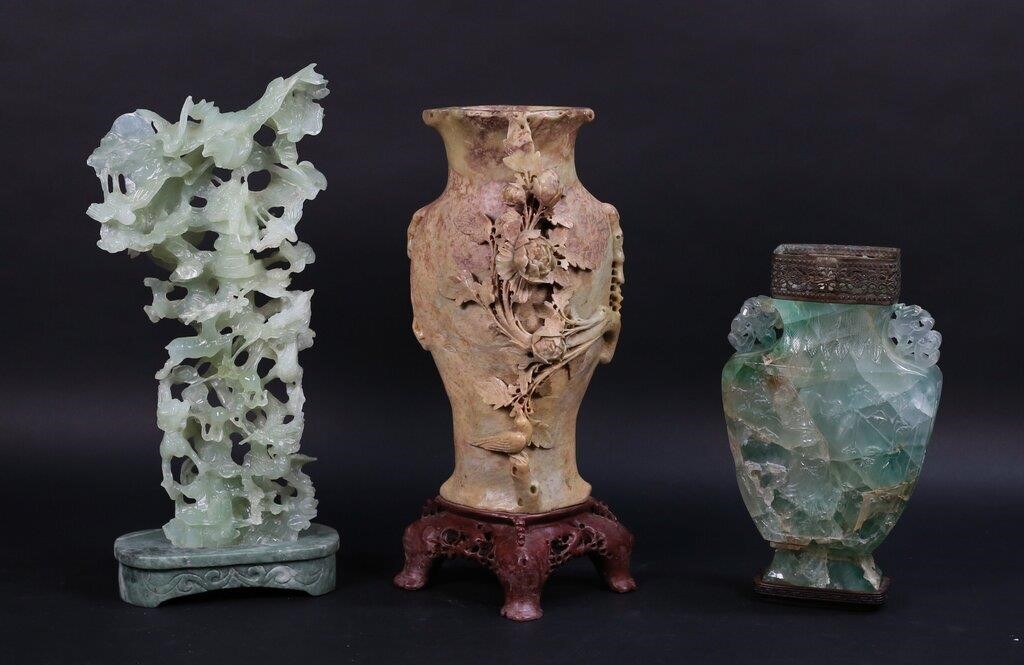 3 CHINESE CARVED DECORATIVE
