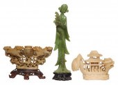 (3) CHINESE CARVED HARDSTONE &