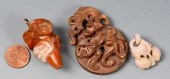 3 CHINESE CARVED HARDSTONE & J