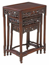 (3) CHINESE CARVED HARDWOOD NE
