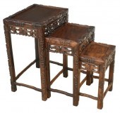 (3) CHINESE CARVED HARDWOOD NE