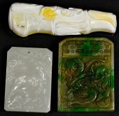 (3) Chinese Carved Jade ItemsT
