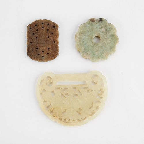 3 CHINESE CARVED JADE JADEITE