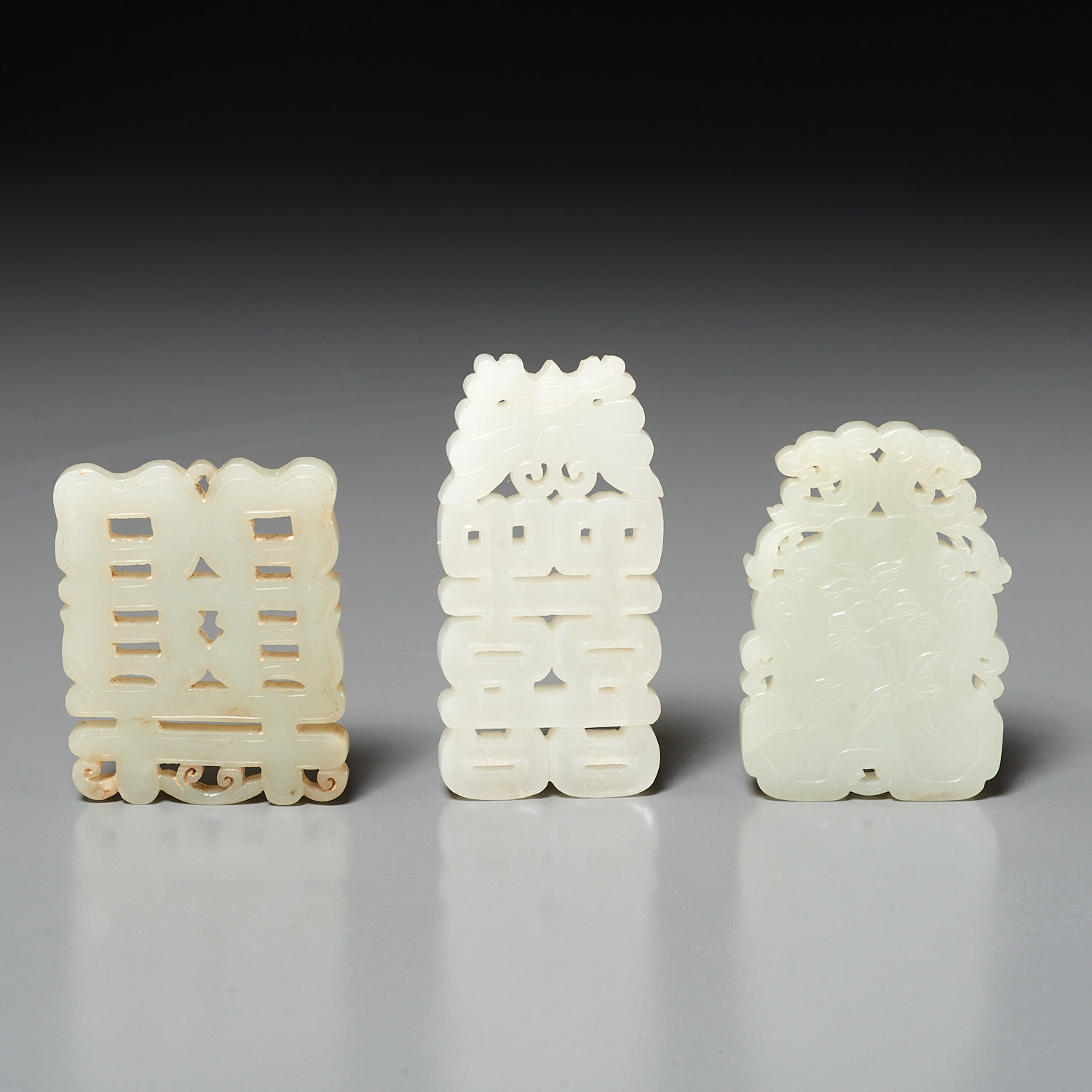 (3) CHINESE CARVED JADE PLAQUES