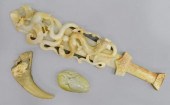 (3) CHINESE CARVED JADE SWORD,