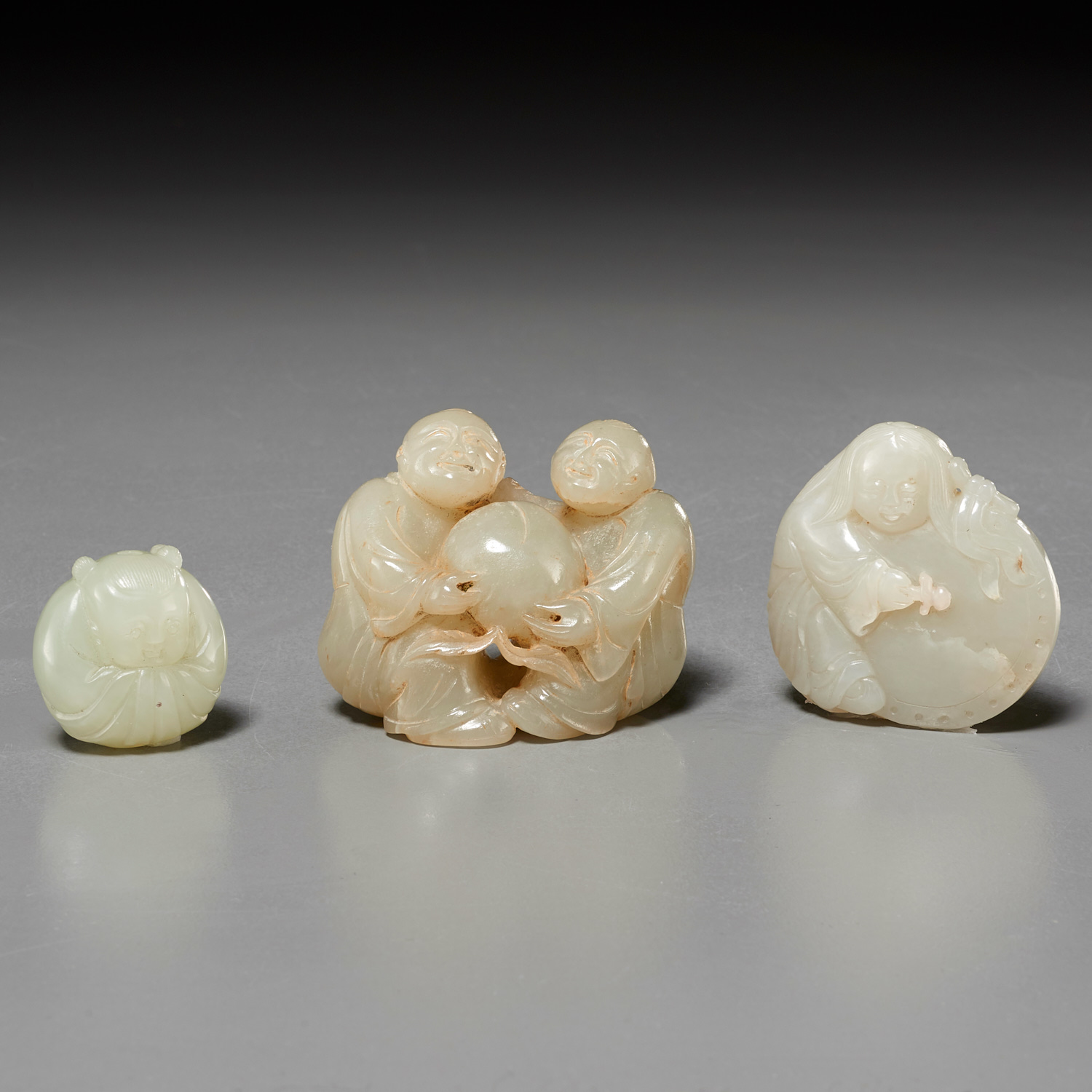 (3) CHINESE CARVED JADE TOGGLES