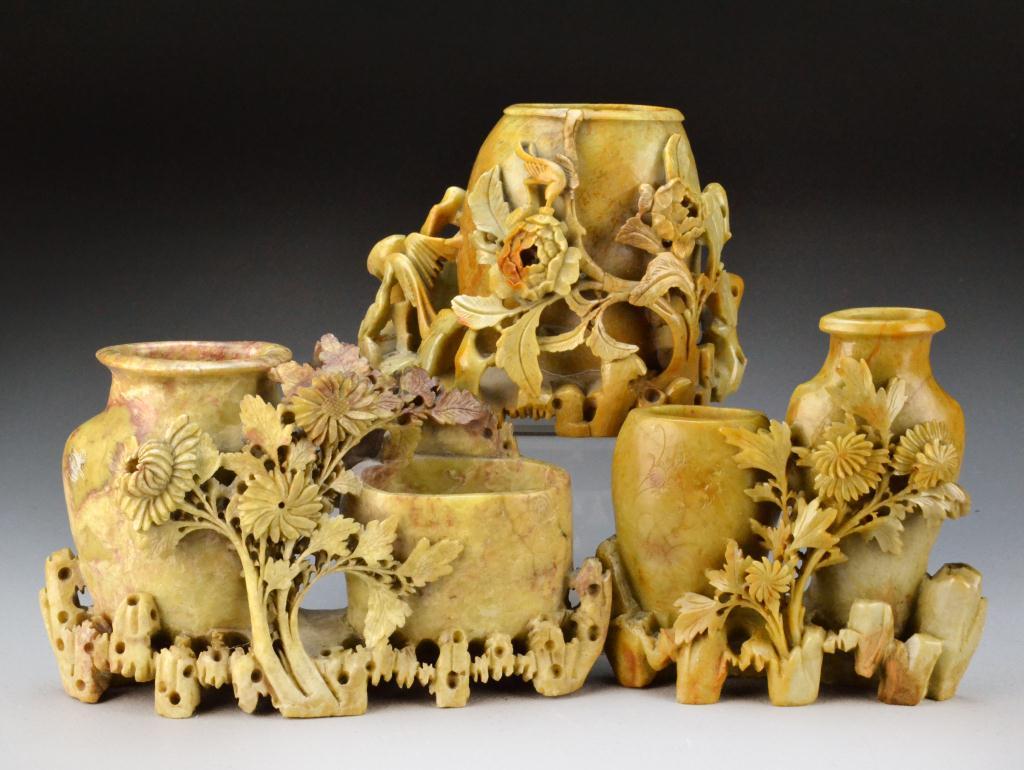 (3) Chinese Carved Soapstone
