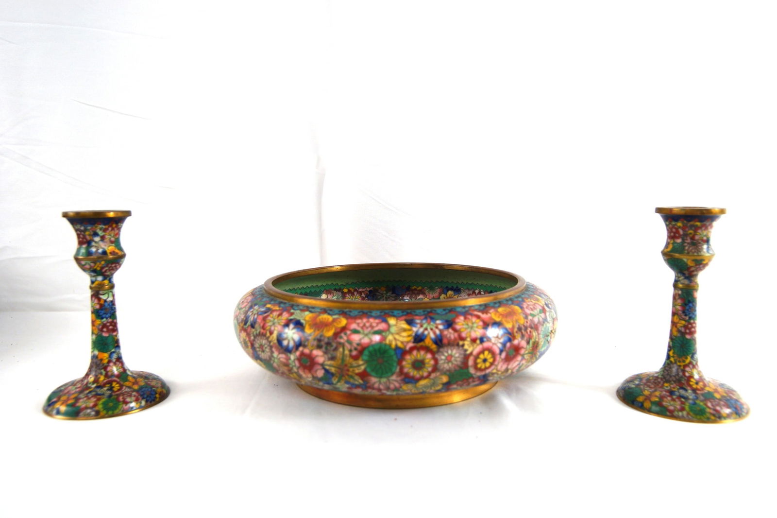 3 CHINESE CLOISONE' BOWL AND 2