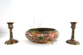 3 CHINESE CLOISONE' BOWL AND 2