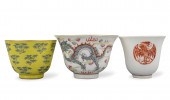 3 CHINESE CUPS W/ PHONENIX ,DR