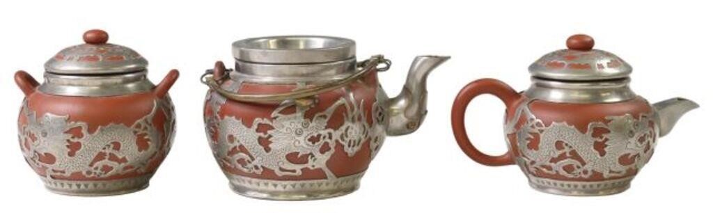 (3) CHINESE EARTHENWARE & PEWTER
