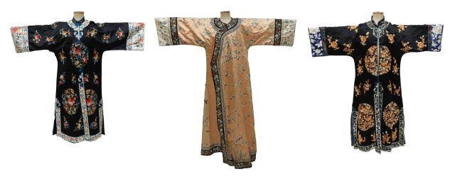 (3) CHINESE EMBROIDERED SILK