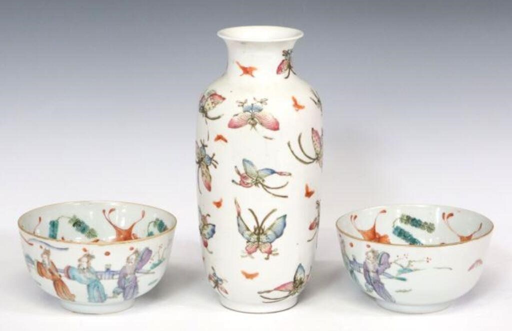 3) CHINESE ENAMEL PORCELAIN BOWLS &