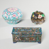 (3) CHINESE ENAMELED SILVER BO