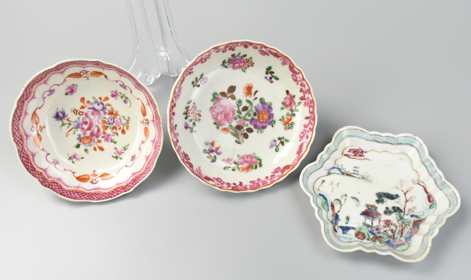(3) CHINESE EXPORT DISH: ROUND &