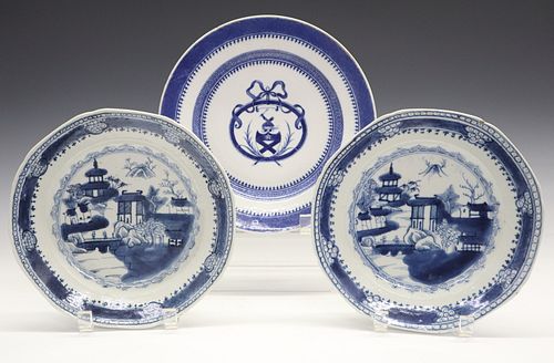 3 CHINESE EXPORT PLATESThree Late