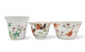 3 CHINESE FAMILLE ROSE CUP W/F