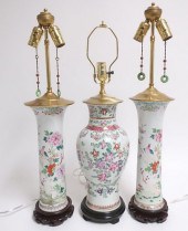 3 CHINESE FAMILLE ROSE PORCELA