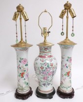 3 CHINESE FAMILLE ROSE PORCELA