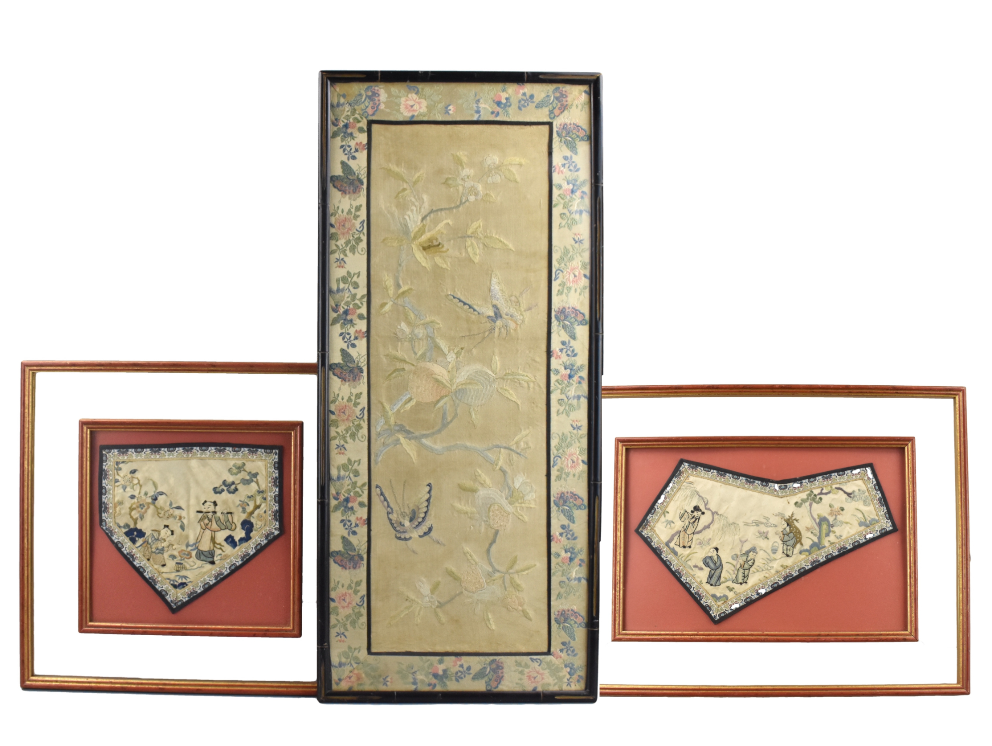 3 CHINESE FRAMED EMBRODIERY OF