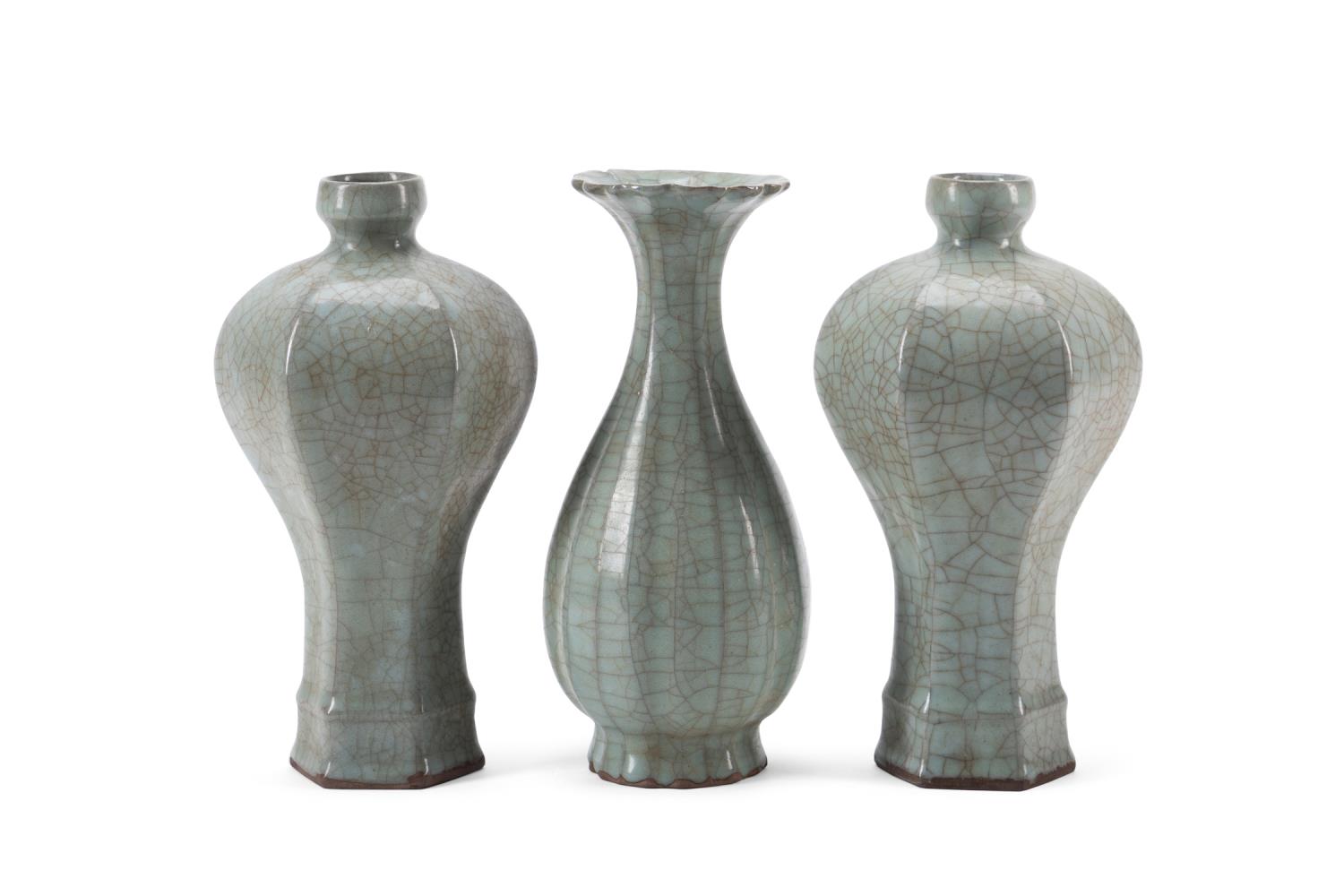 3 CHINESE GE WARE TYPE PORCELAIN