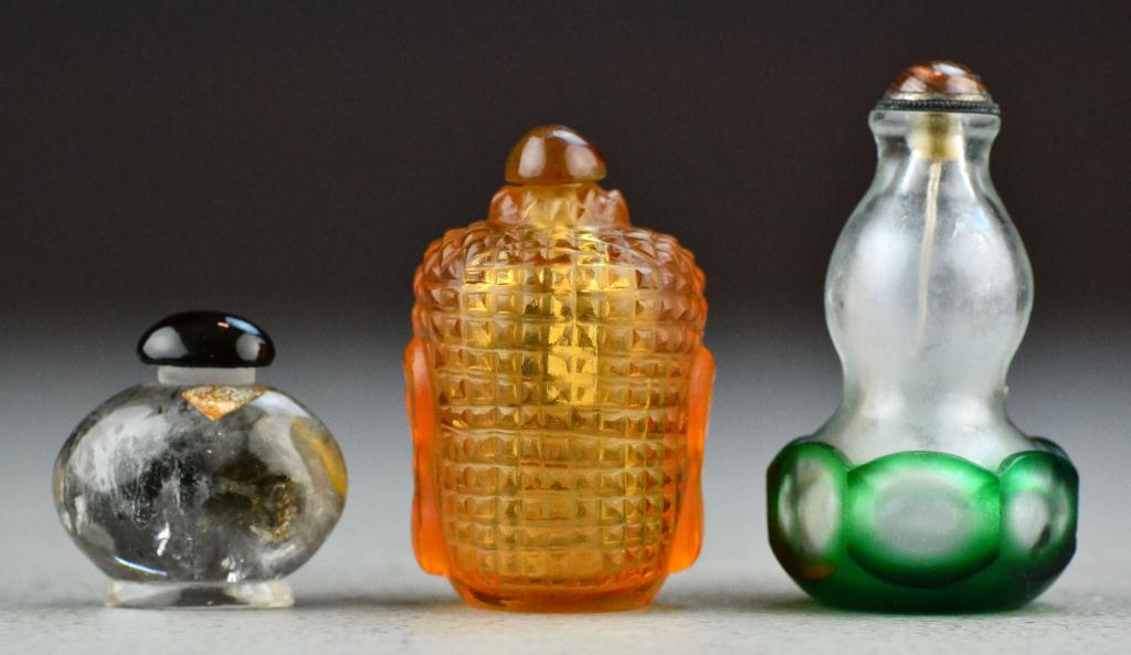 (3) Chinese Glass Snuff Bottles And