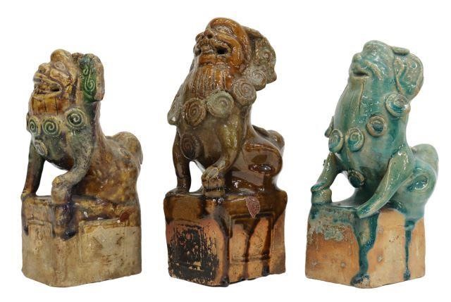 (3) CHINESE GLAZED CERAMIC FOO
