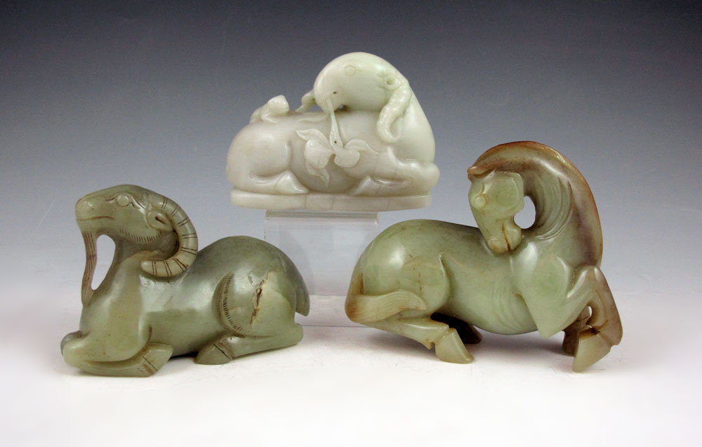 3 CHINESE HARD STONE FIGURAL