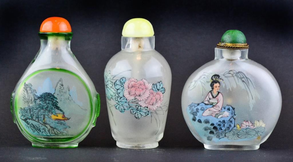 (3) Chinese Inside Painted Snuff