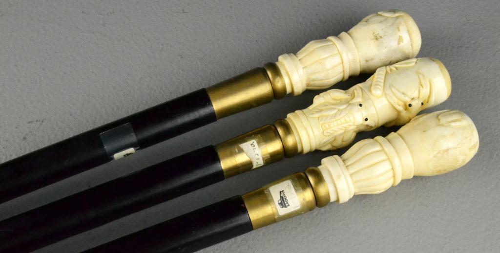 (3) Chinese Ivory or Bone Handled