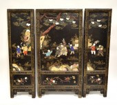 3 CHINESE LACQUERED SCREEN INL