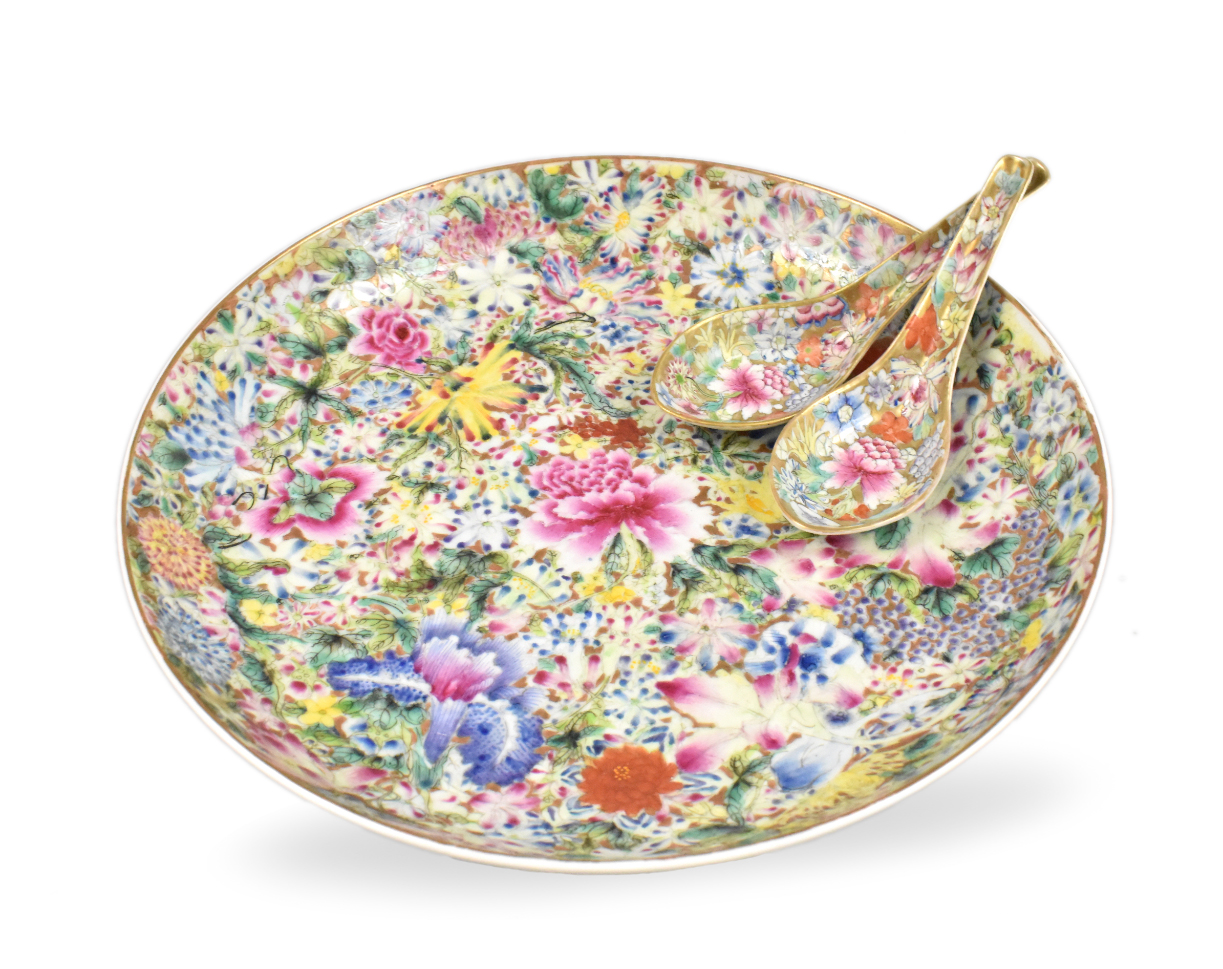 3 CHINESE MILIFLORAL PLATE &