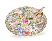 3 CHINESE MILIFLORAL PLATE & S