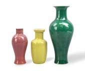 3 CHINESE MONOCHROME PORCELAIN