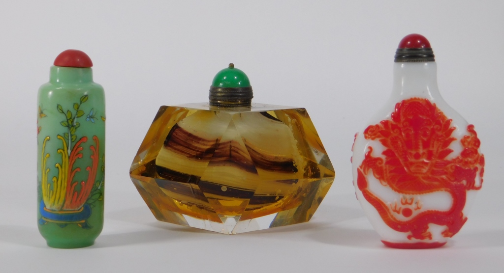 3 CHINESE PEKING GLASS & ART
