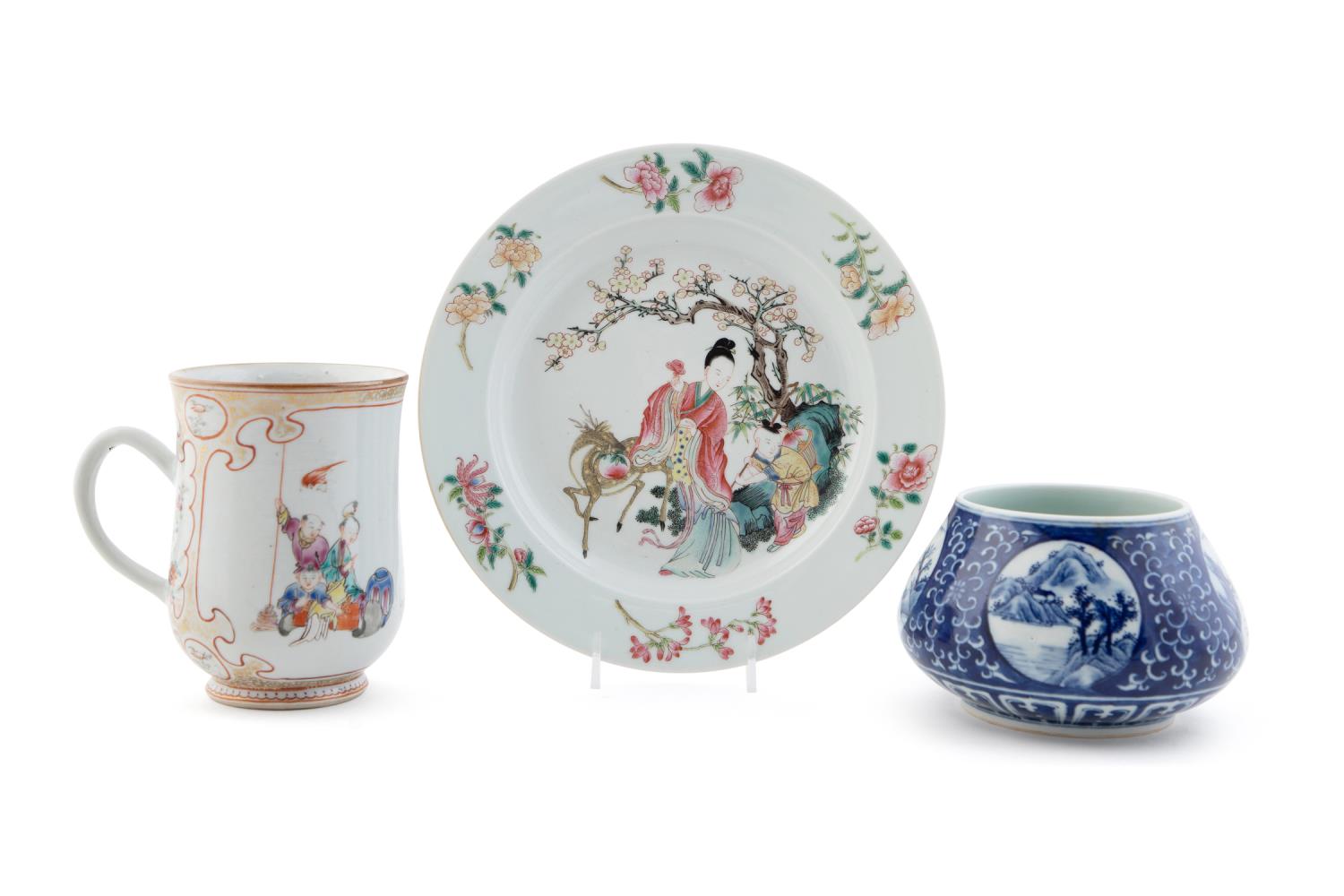 3 CHINESE PIECES - EXPORT MUG,